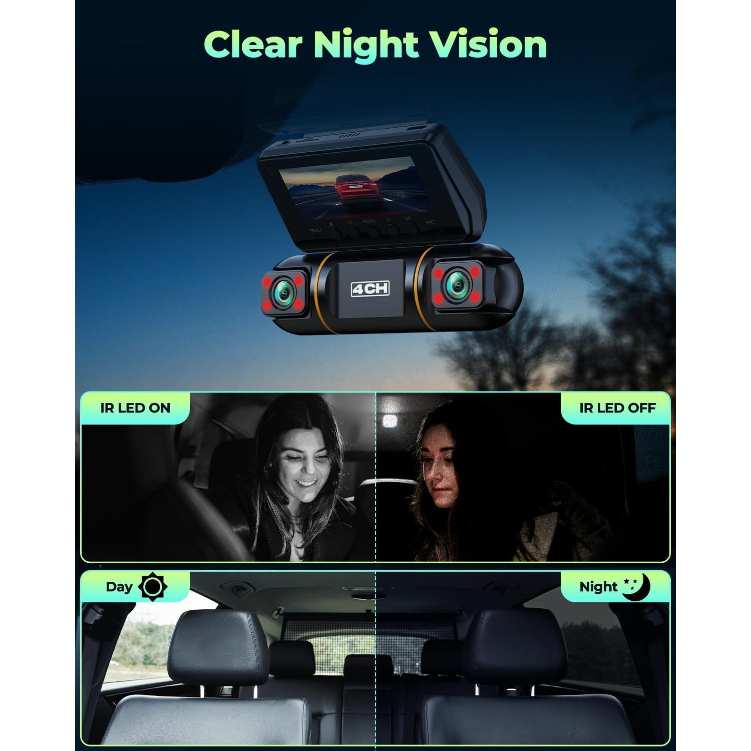 Cámara Salpicadero LAMTTO 4 Canales 1080P Visión Nocturna