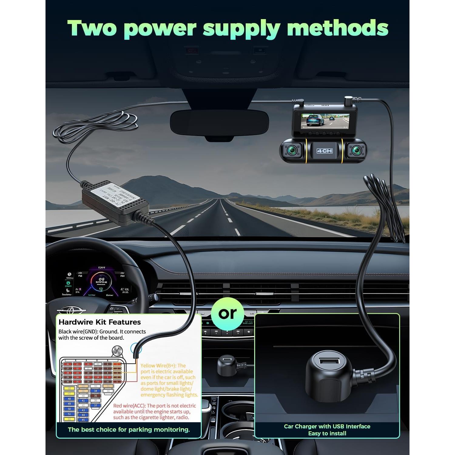 Cámara Salpicadero LAMTTO 4 Canales 1080P Visión Nocturna