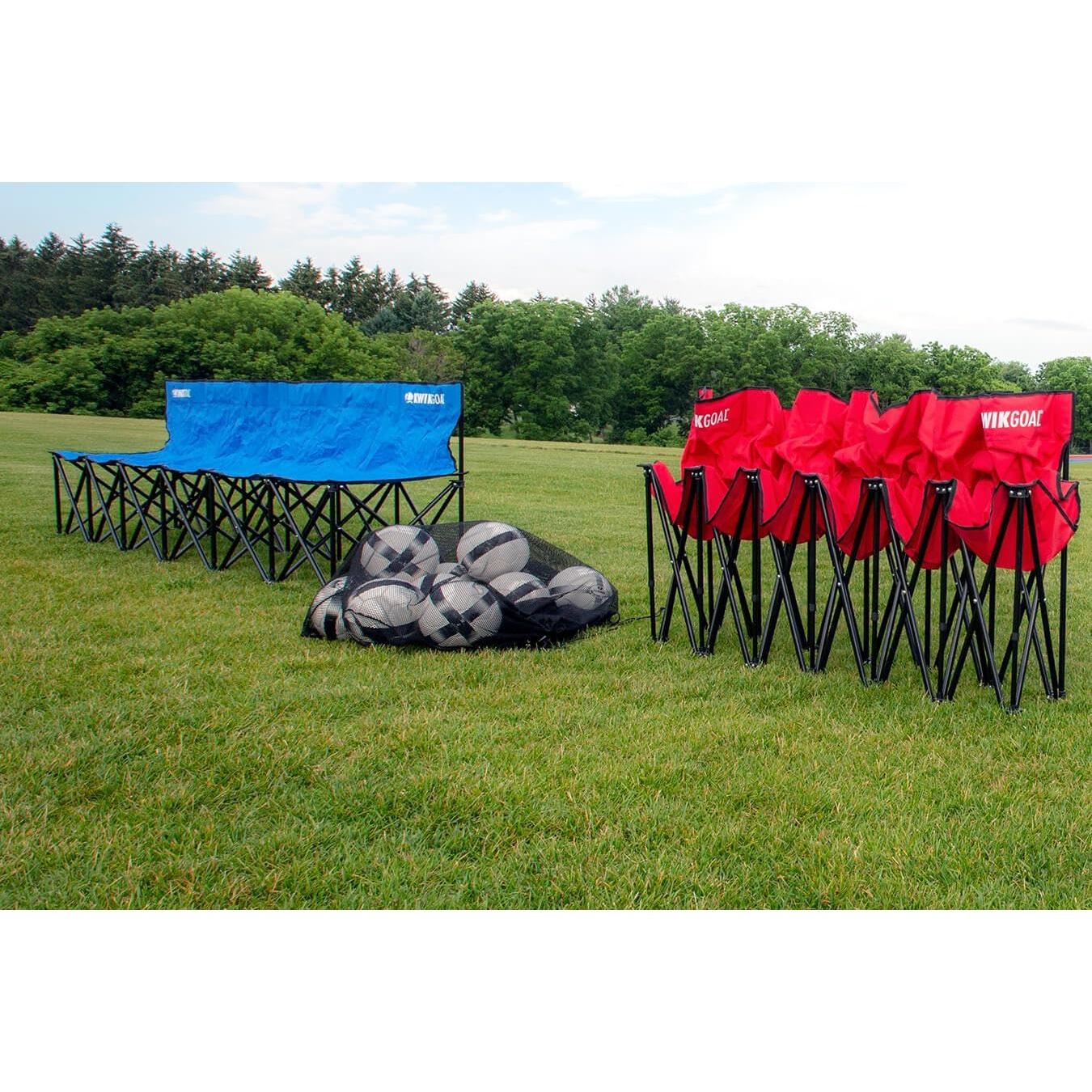 Banco Kwik de 6 Asientos Kwik Goal - Rojo, Acero Colapsable