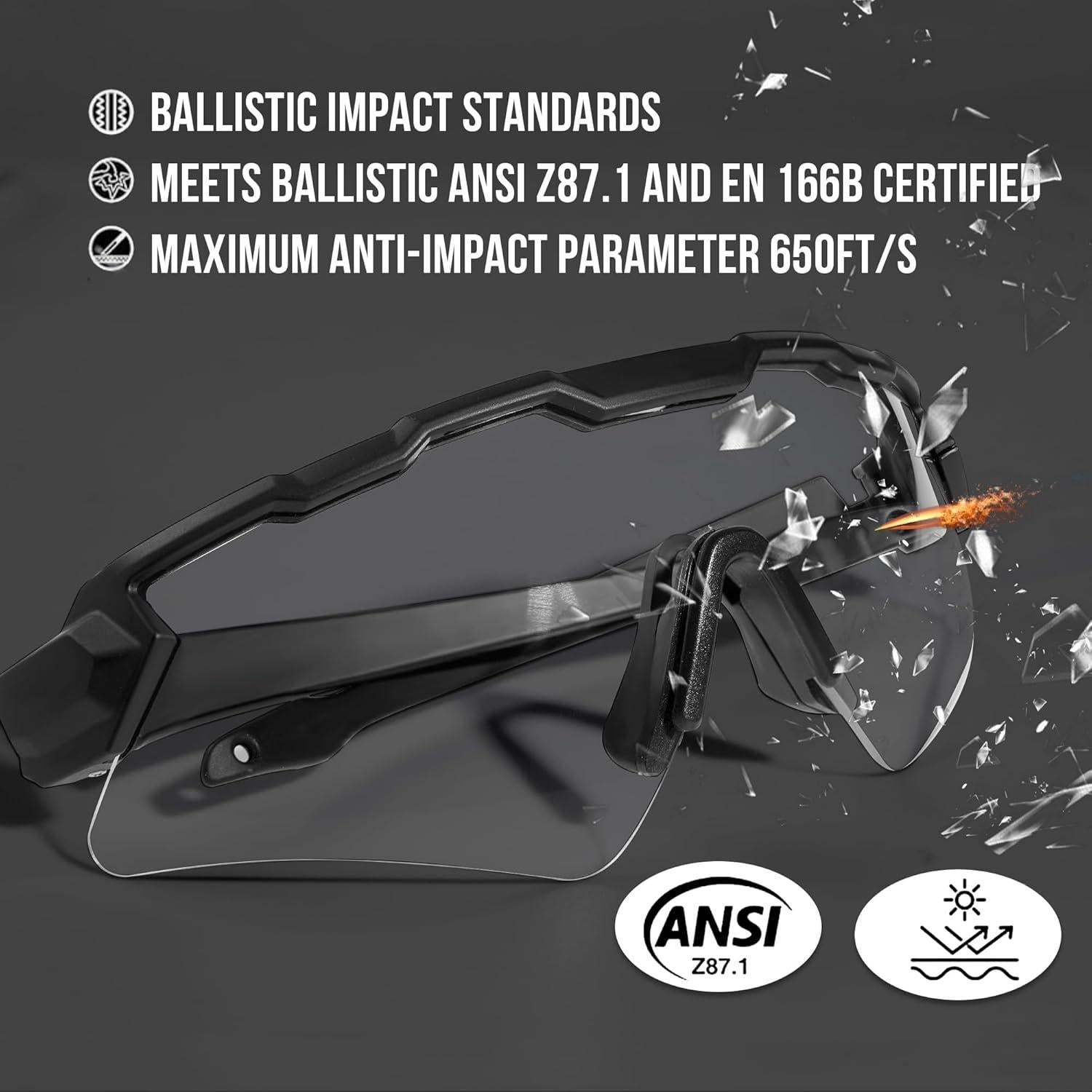 Gafas de Tiro de Seguridad Tácticas Antivaho con 3 Lentes