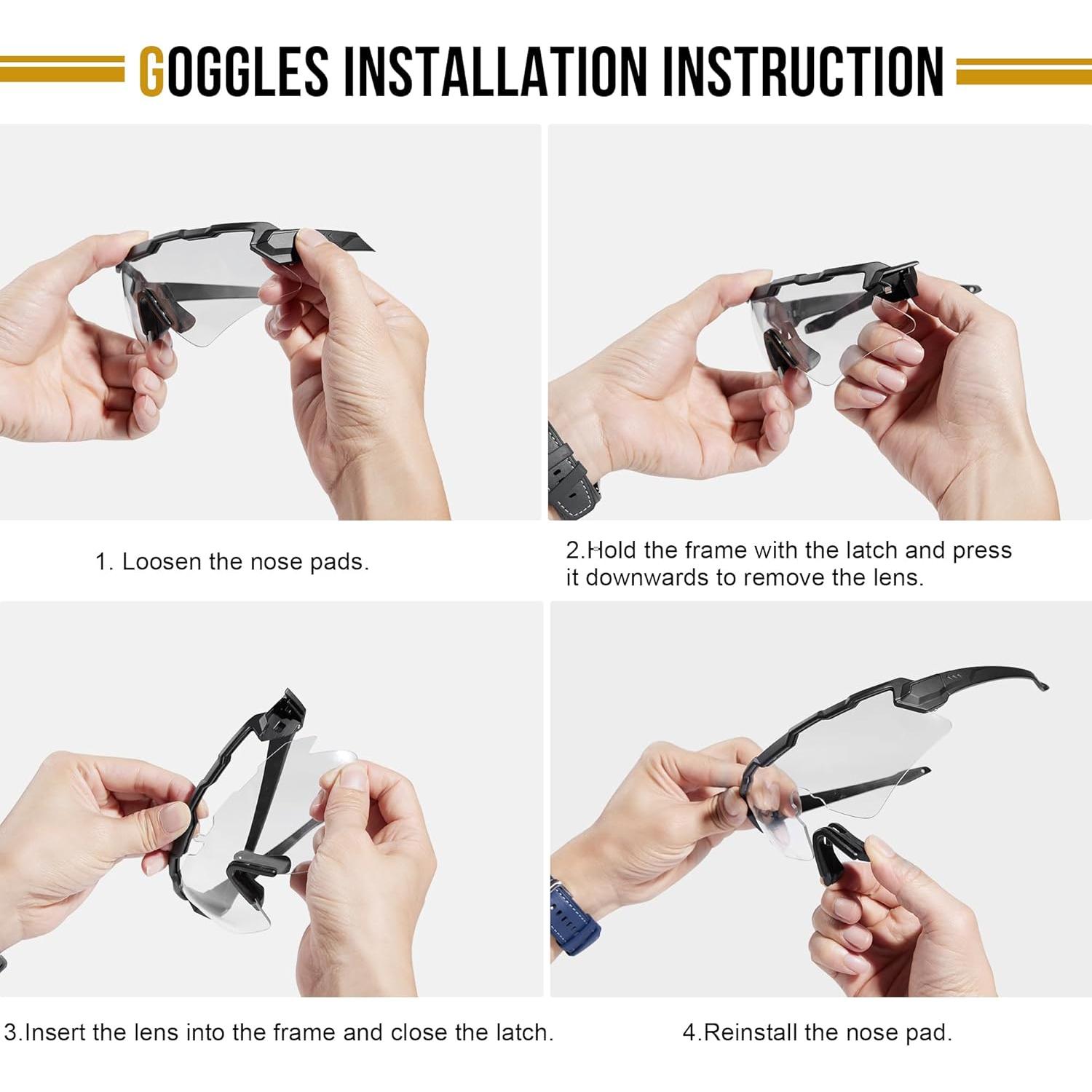 Gafas de Tiro de Seguridad Tácticas Antivaho con 3 Lentes