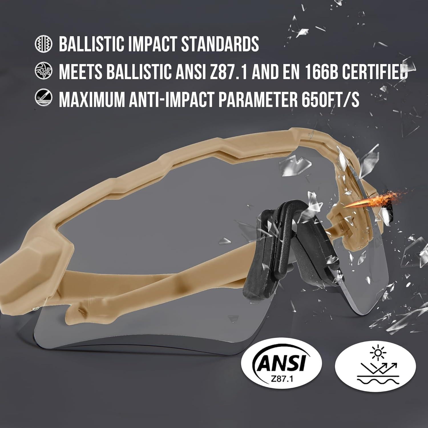 Gafas Tácticas Antivaho - 3 Lentes Intercambiables