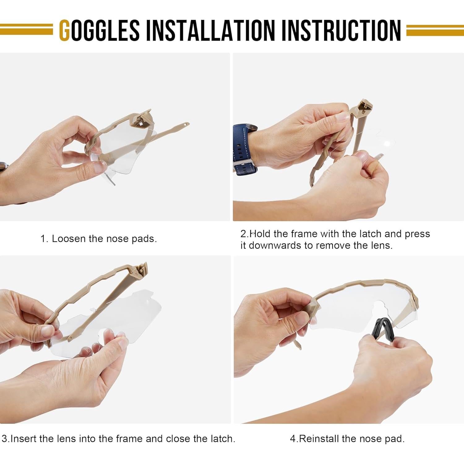 Gafas Tácticas Antivaho - 3 Lentes Intercambiables