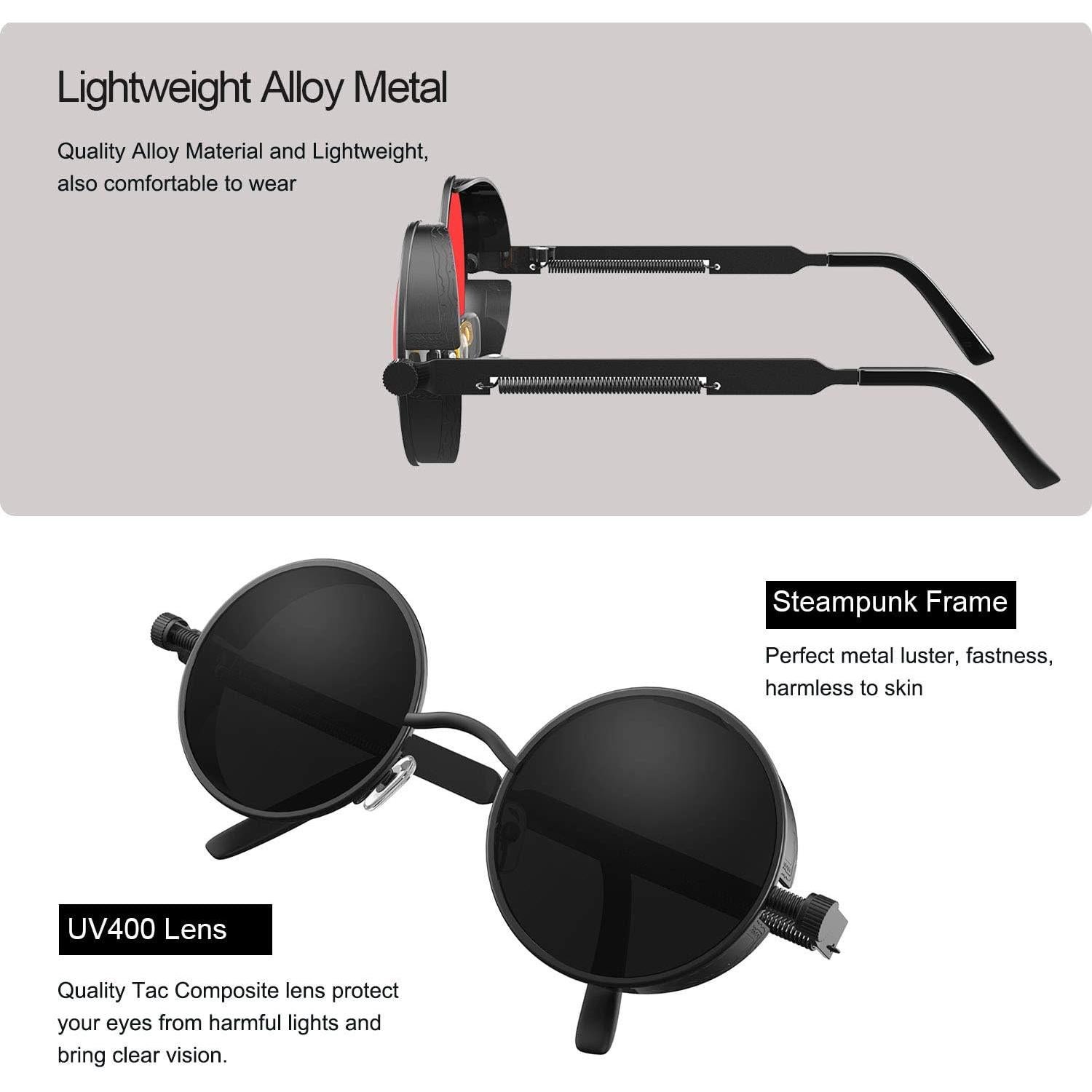 Gafas de sol redondas steampunk ProudDemon UV400 unisex