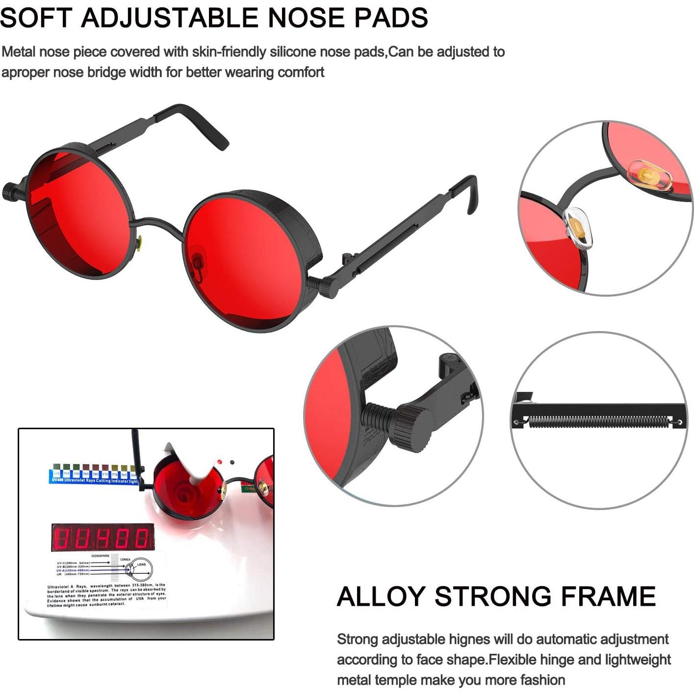 Gafas de sol redondas steampunk ProudDemon UV400 unisex