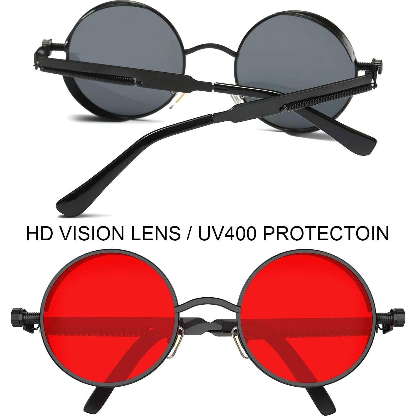 Gafas de sol redondas steampunk ProudDemon UV400 unisex