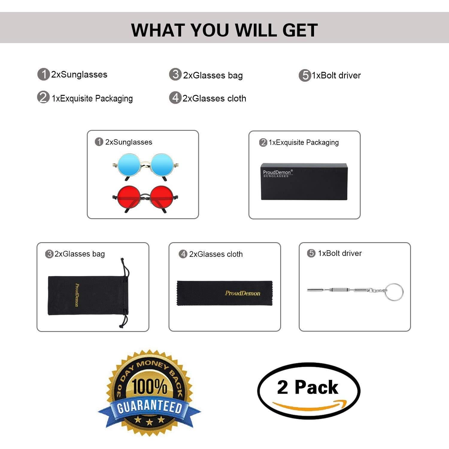 Gafas de sol steampunk Prouddemon redondas UV400 unisex