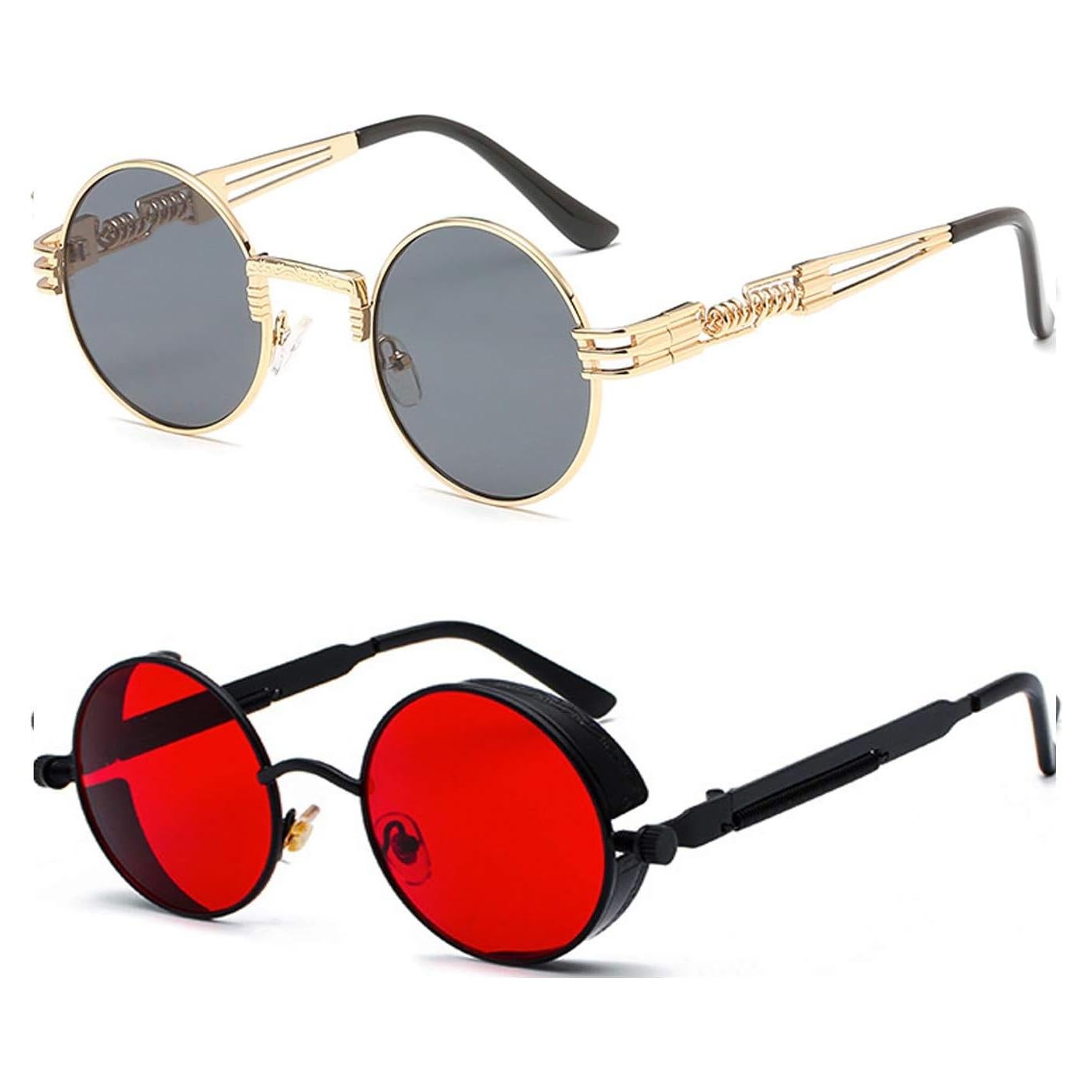 Gafas de Sol Steampunk Retro ProudDemon con Lente Redonda