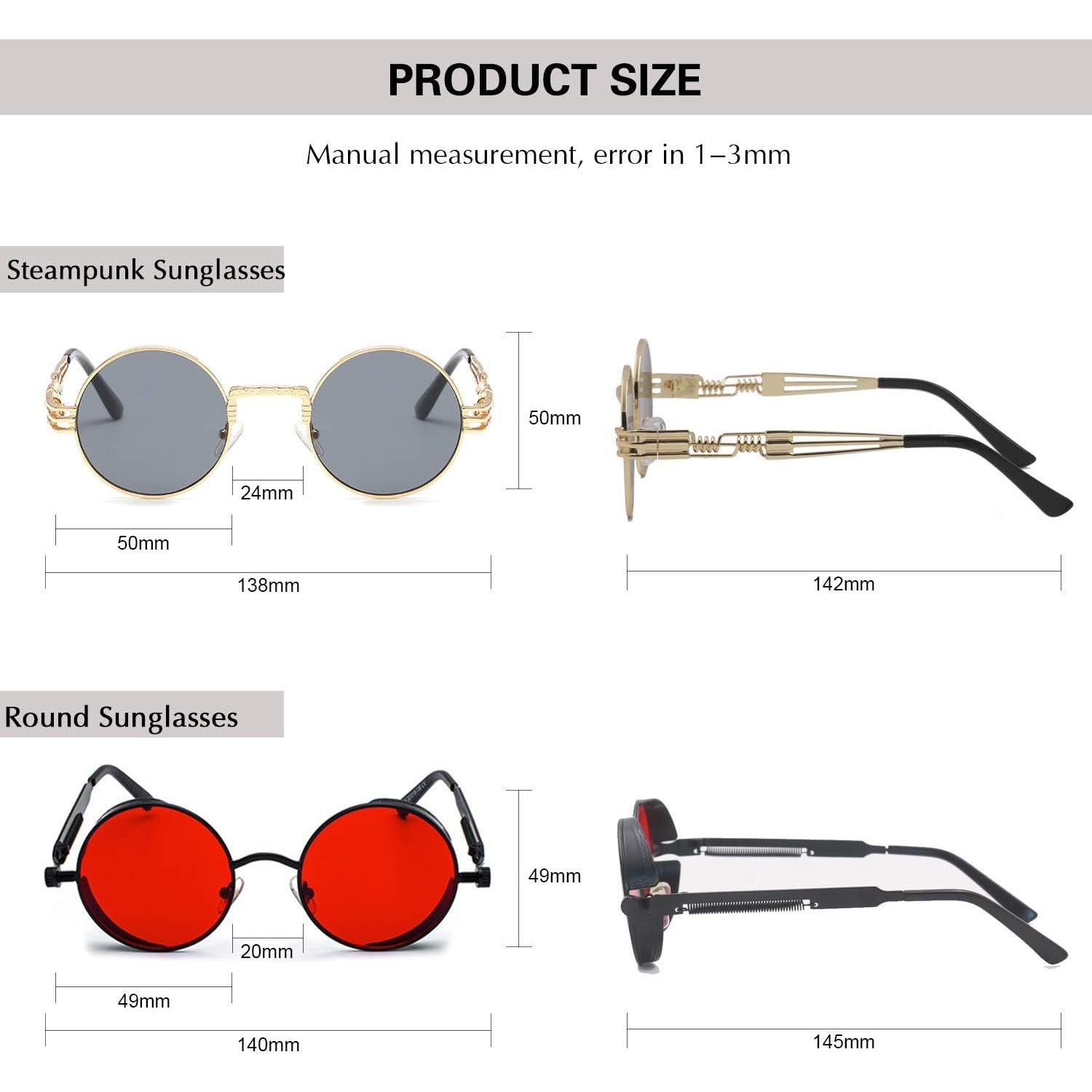 Gafas de Sol Steampunk Retro ProudDemon con Lente Redonda