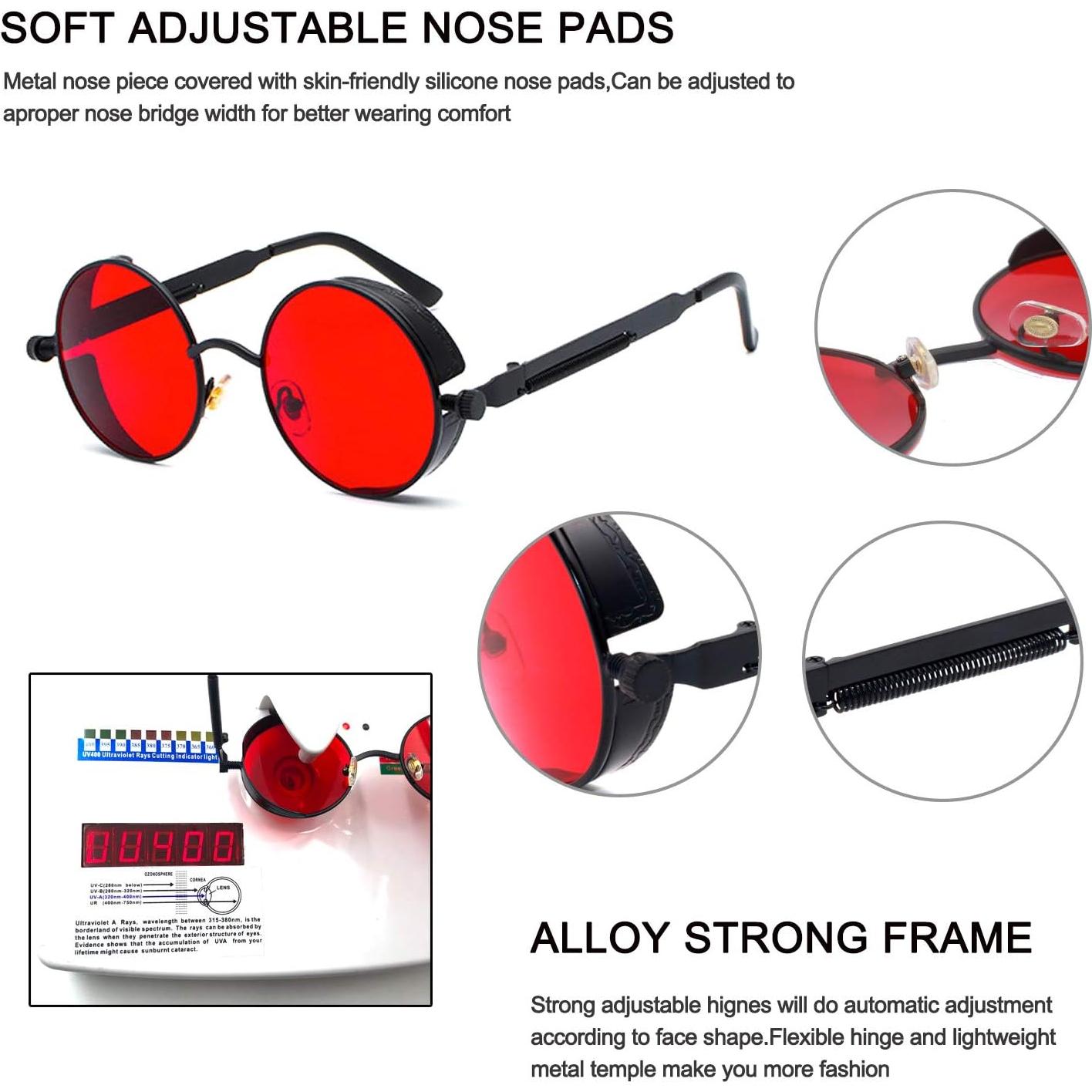 Gafas de Sol Steampunk Retro ProudDemon con Lente Redonda