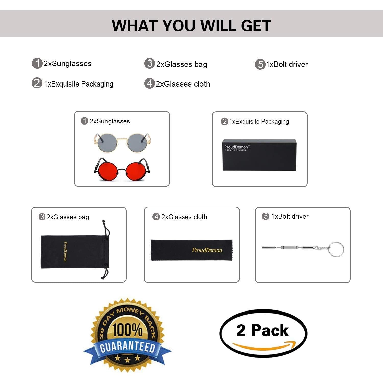 Gafas de Sol Steampunk Retro ProudDemon con Lente Redonda