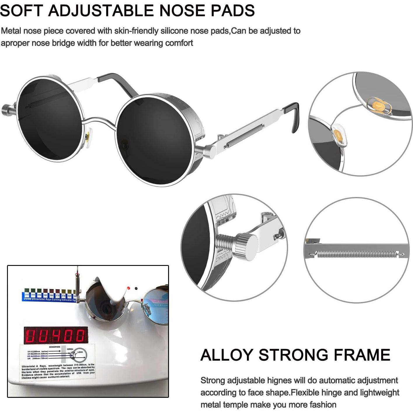 Gafas de Sol Steampunk Retro ProudDemon con Lentes Redondos