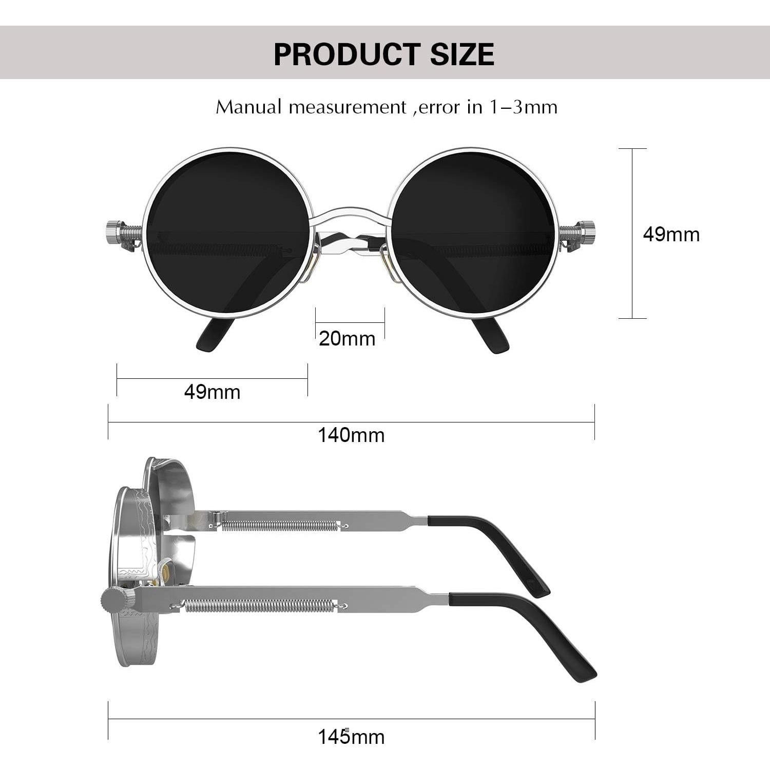 Gafas de Sol Steampunk Retro ProudDemon con Lentes Redondos