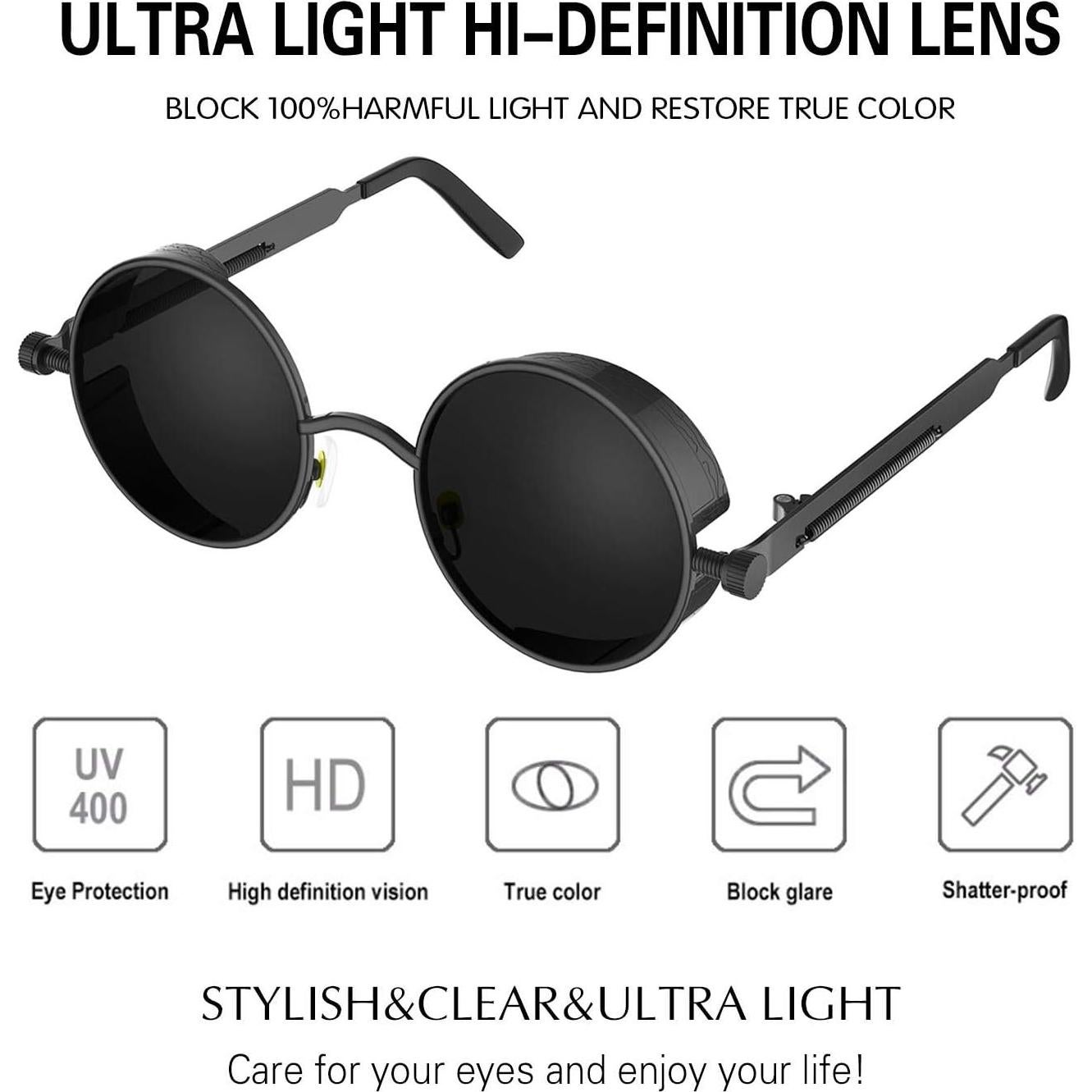 Gafas de sol steampunk ProudDemon redondas UV400