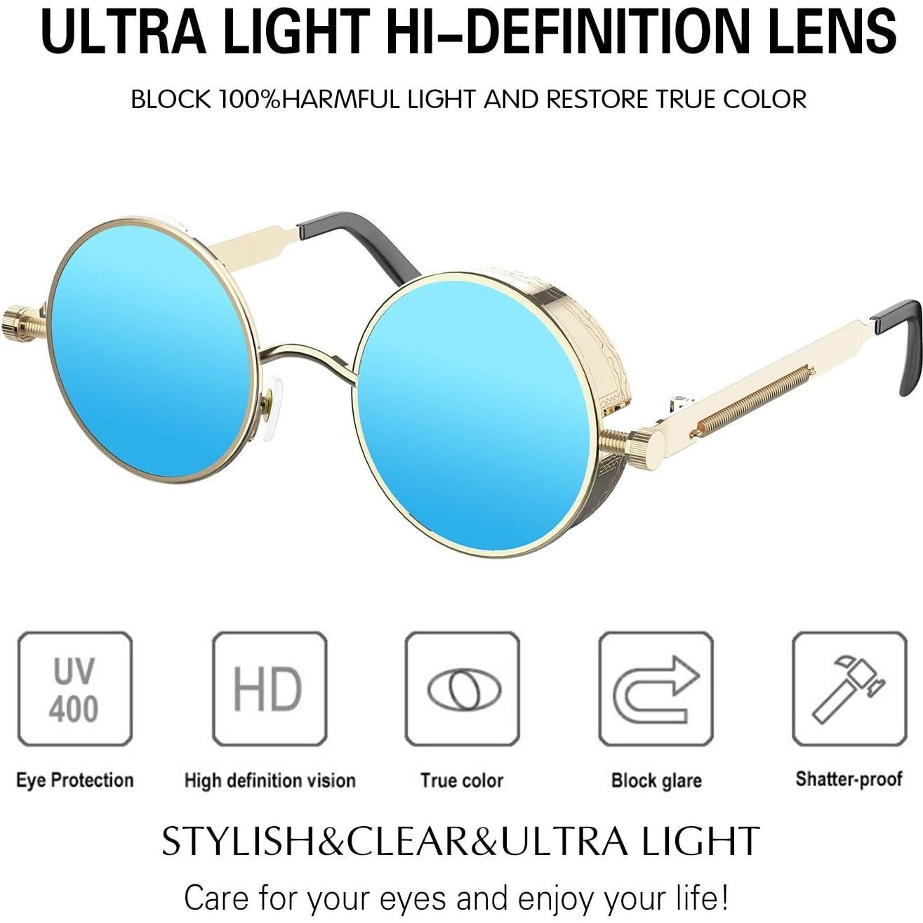 Gafas de Sol Redondas Steampunk ProudDemon UV400 Metal