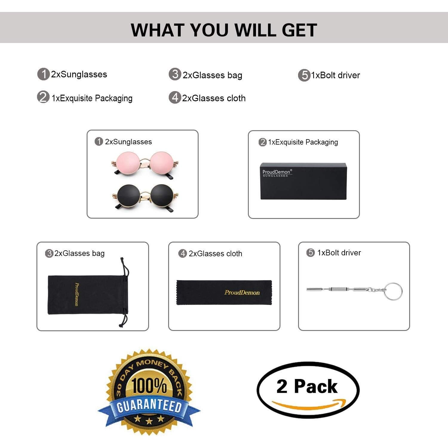 Gafas de Sol Steampunk Retro ProudDemon Redondas UV400