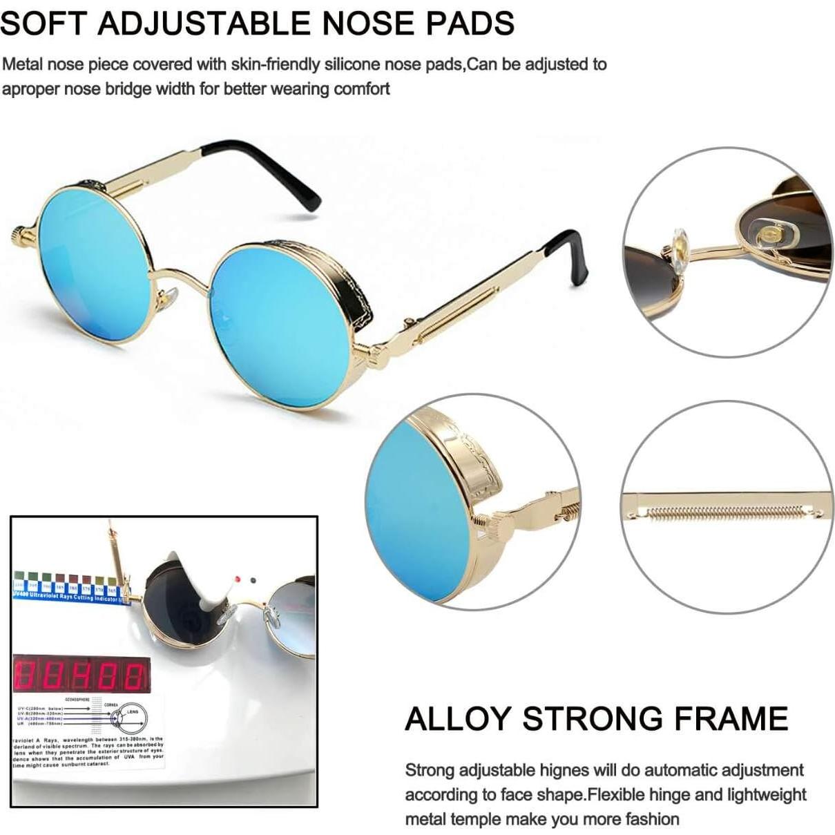 Gafas de Sol Steampunk Retro Unisex con Lentes Redondos