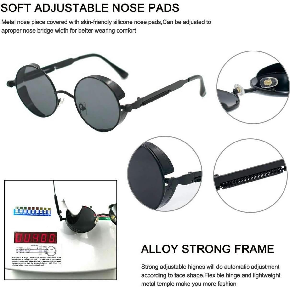 Gafas de Sol Steampunk Retro Unisex con Lentes Redondos