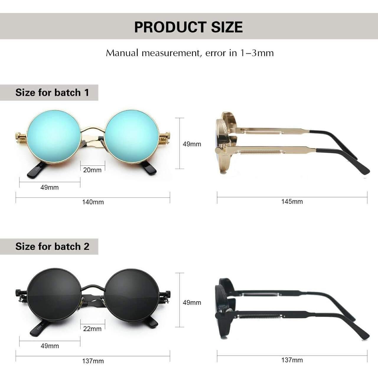 Gafas de Sol Steampunk Retro Unisex con Lentes Redondos