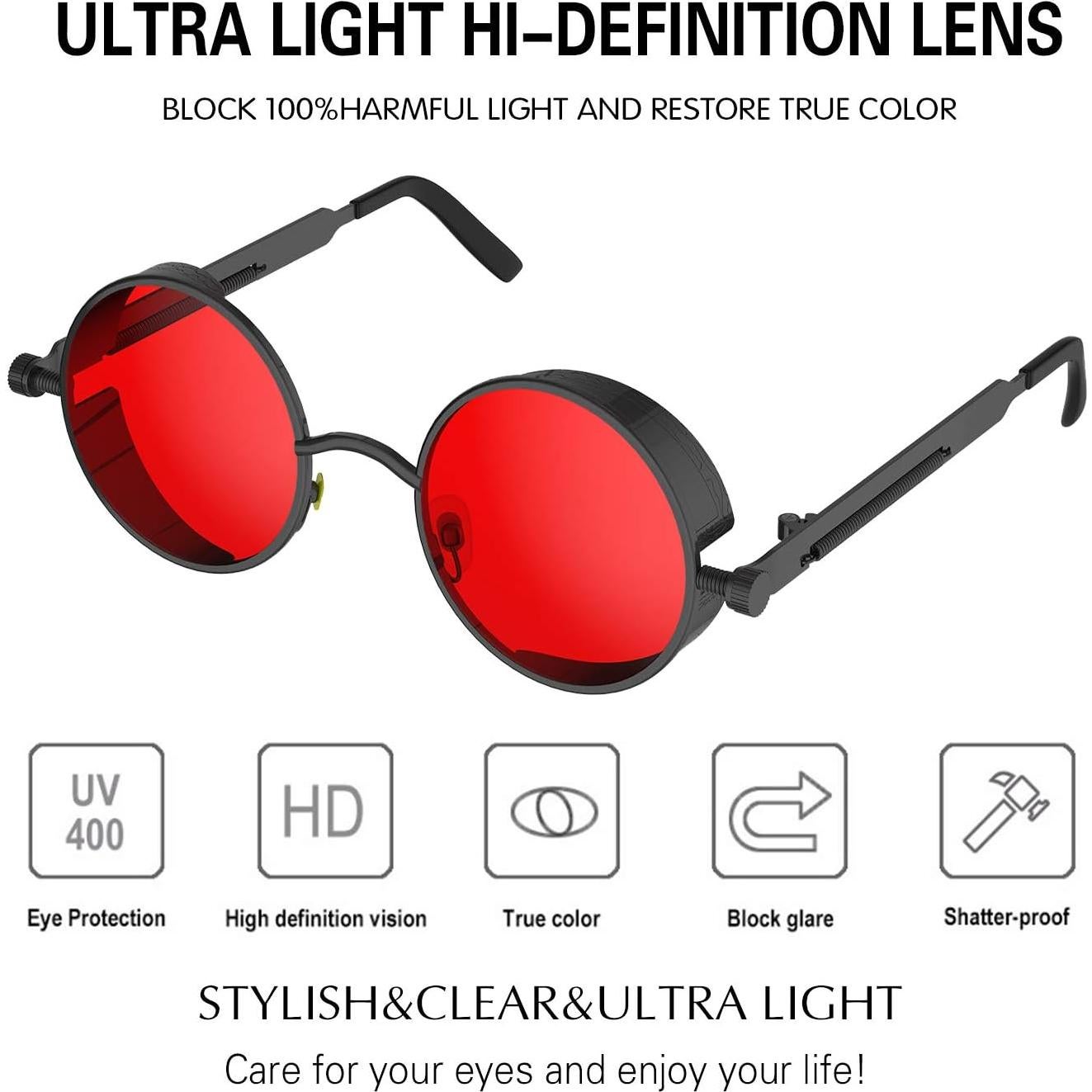 Gafas de sol redondas Steampunk ProudDemon UV400