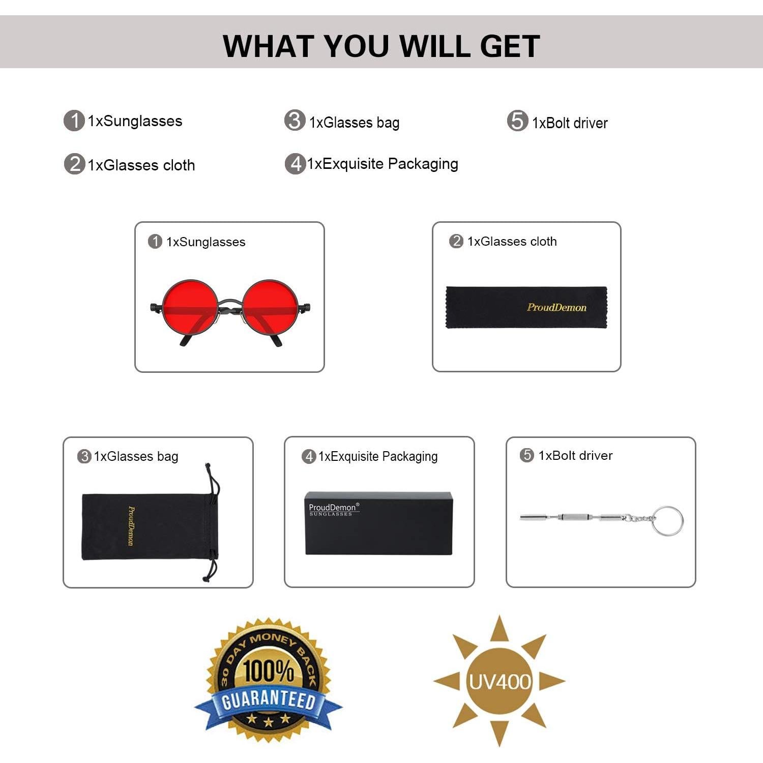 Gafas de sol redondas Steampunk ProudDemon UV400