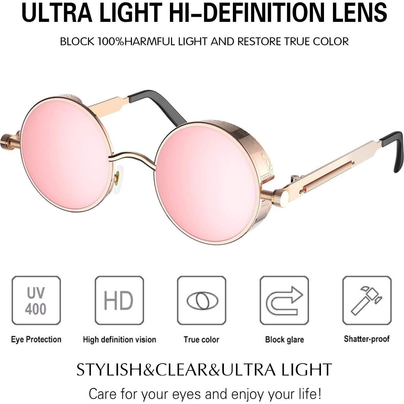 Gafas de Sol Steampunk Retro ProudDemon Redondas UV400