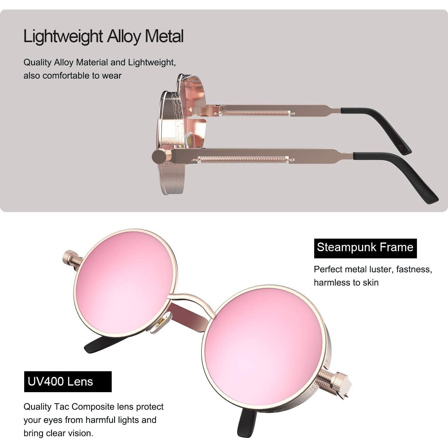 Gafas de Sol Steampunk Retro ProudDemon Redondas UV400