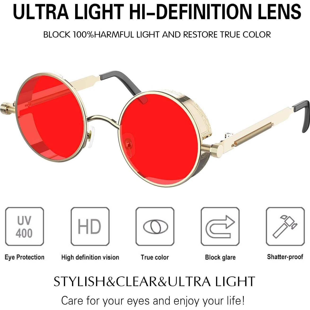 Gafas de Sol Redondas Steampunk ProudDemon con Marco Metal