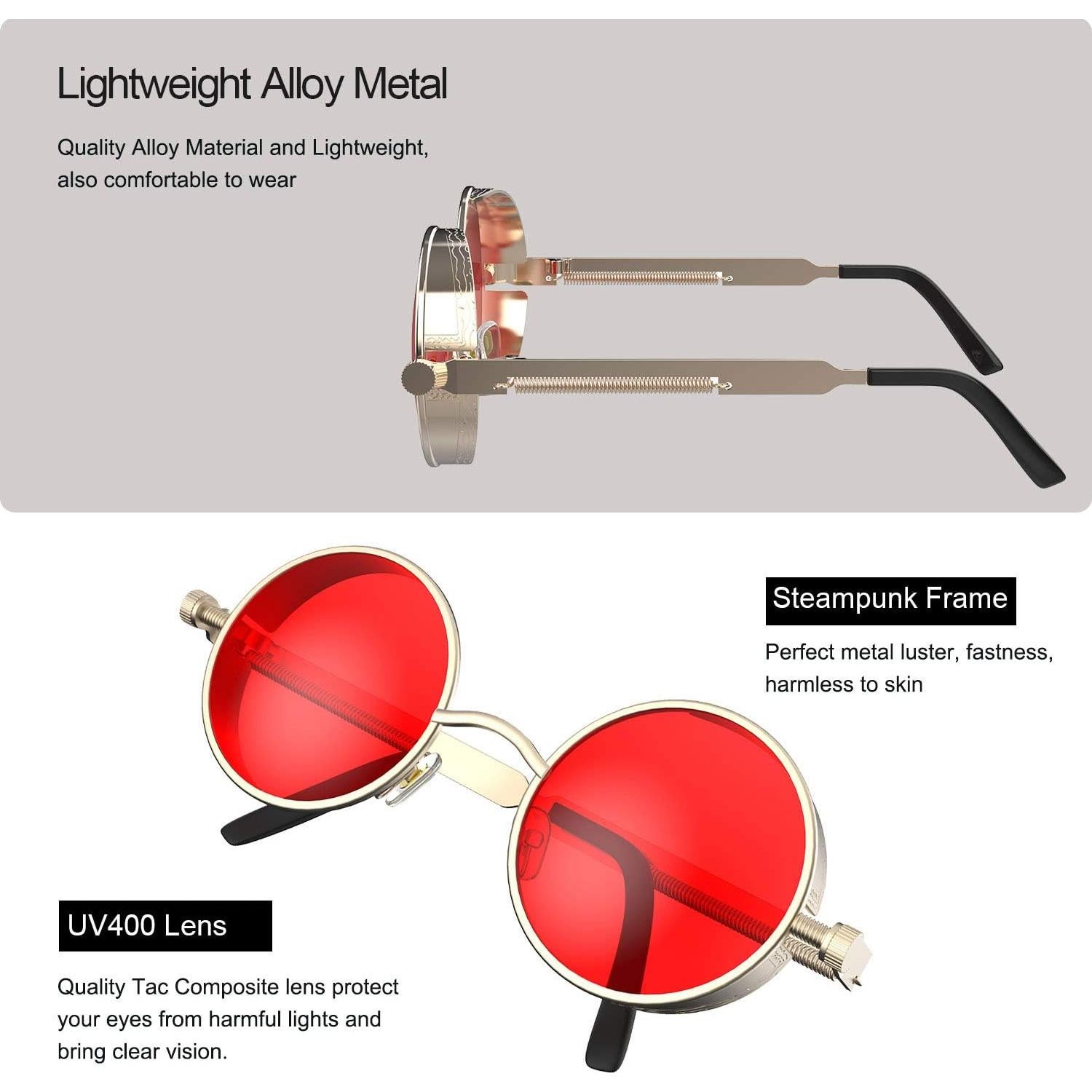 Gafas de Sol Redondas Steampunk ProudDemon con Marco Metal