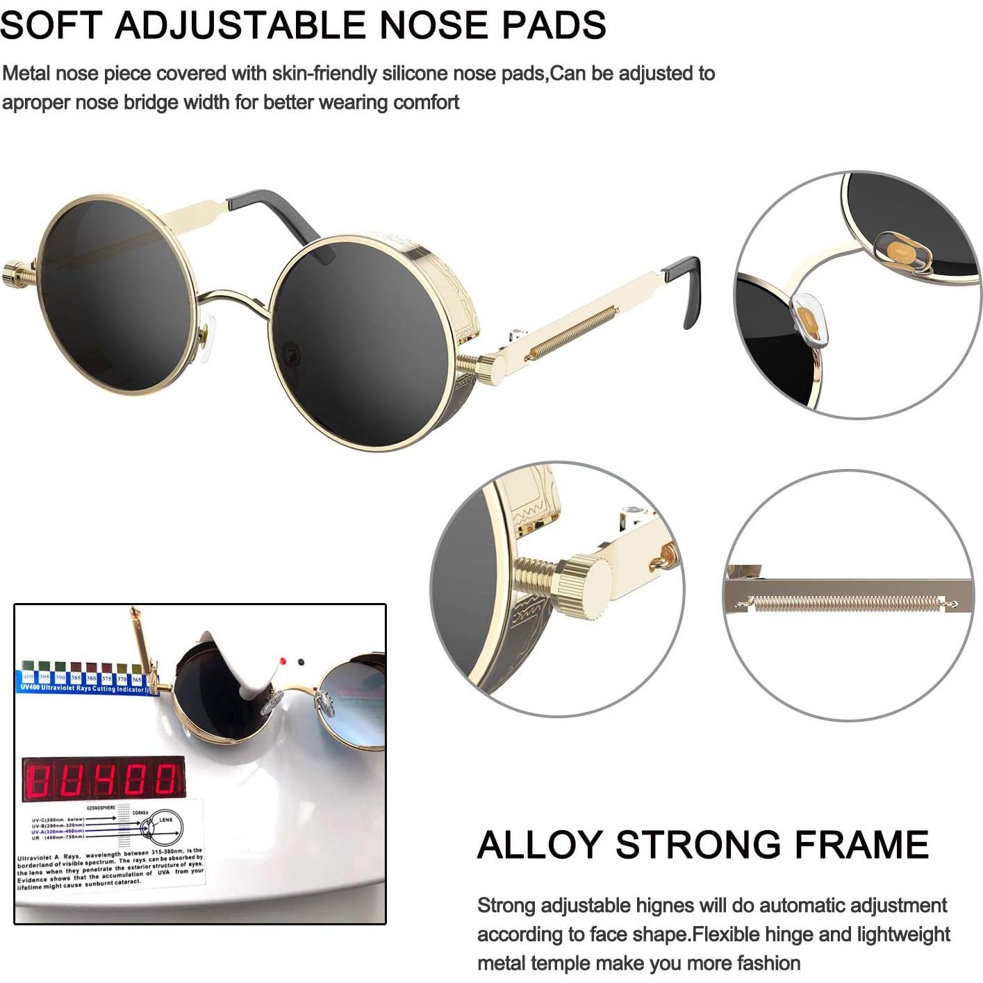 Gafas de sol redondas ProudDemon steampunk UV400 unisex