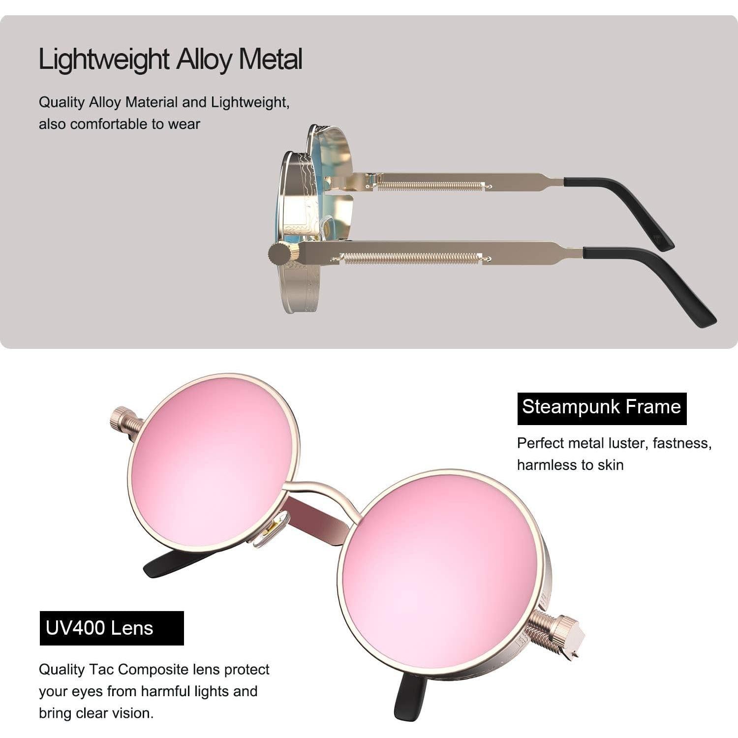 Gafas de sol steampunk Prouddemon redondas UV400 unisex