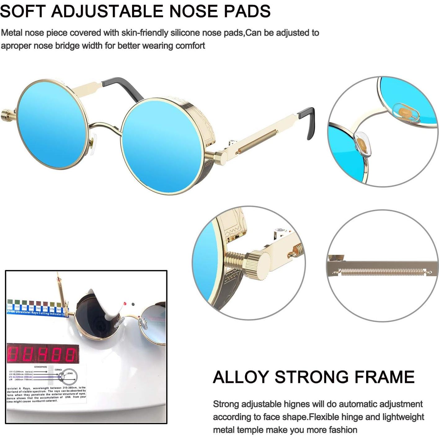 Gafas de sol steampunk Prouddemon redondas UV400 unisex