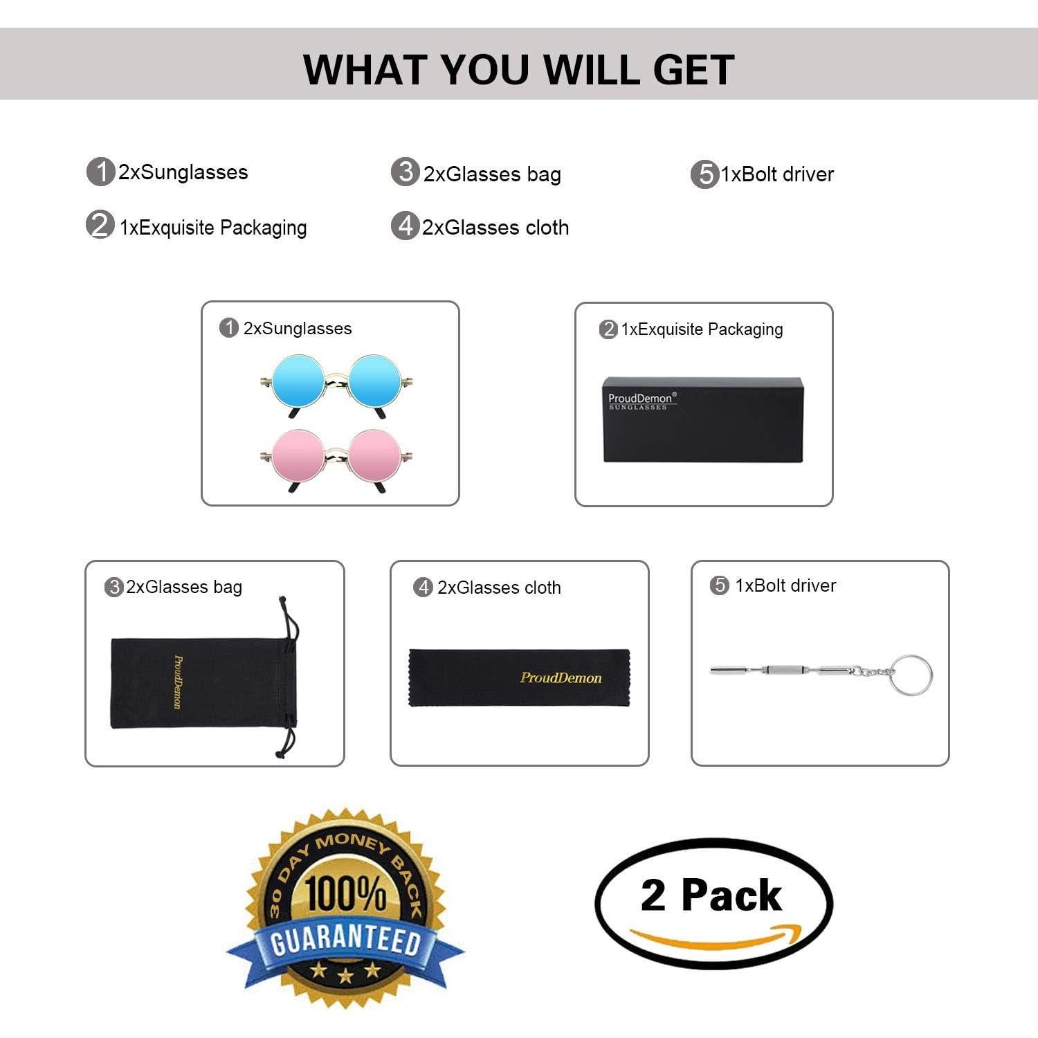 Gafas de sol steampunk Prouddemon redondas UV400 unisex