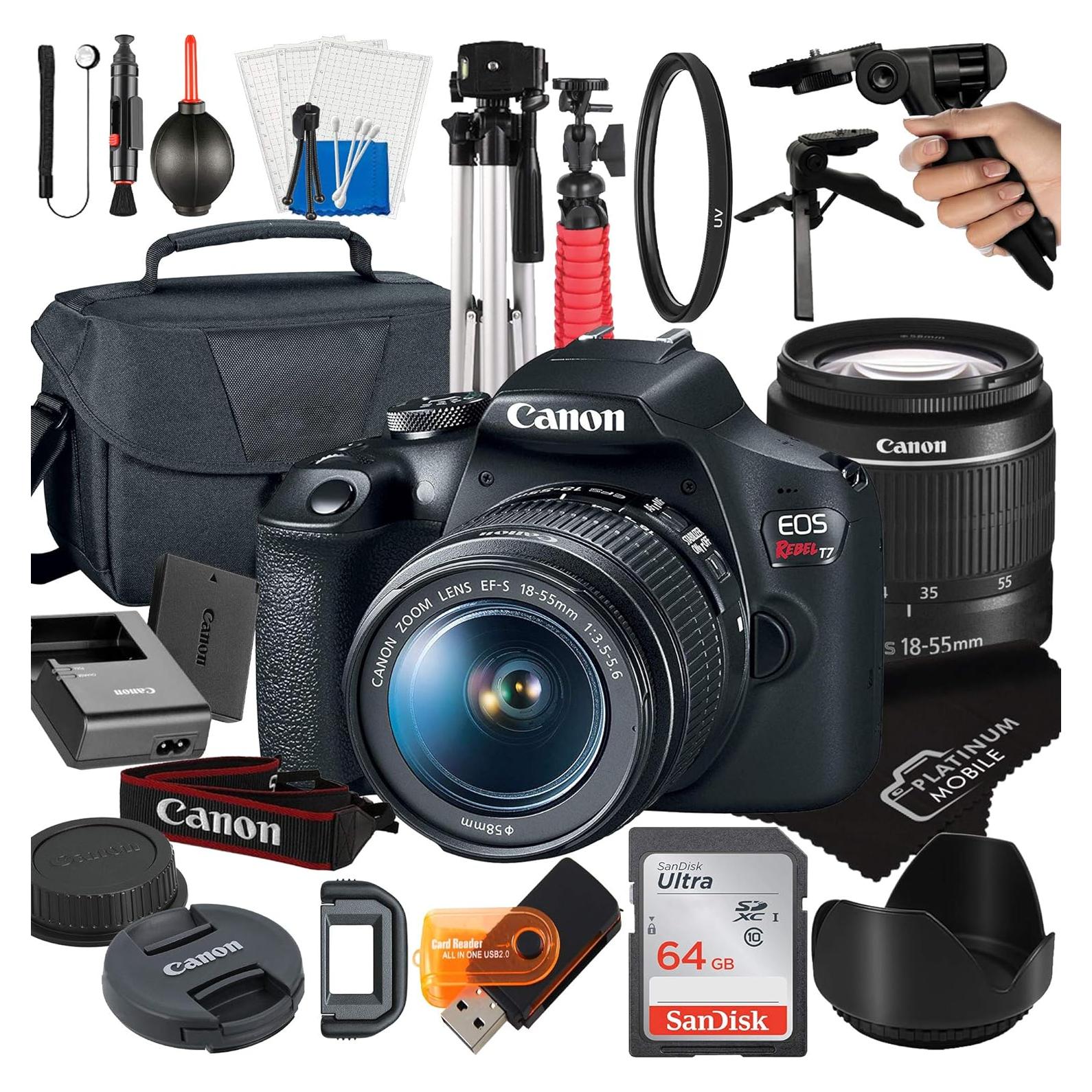 Cámara DSLR Canon EOS Rebel T7 24.1 MP + Lente 18-55mm + Accesorios