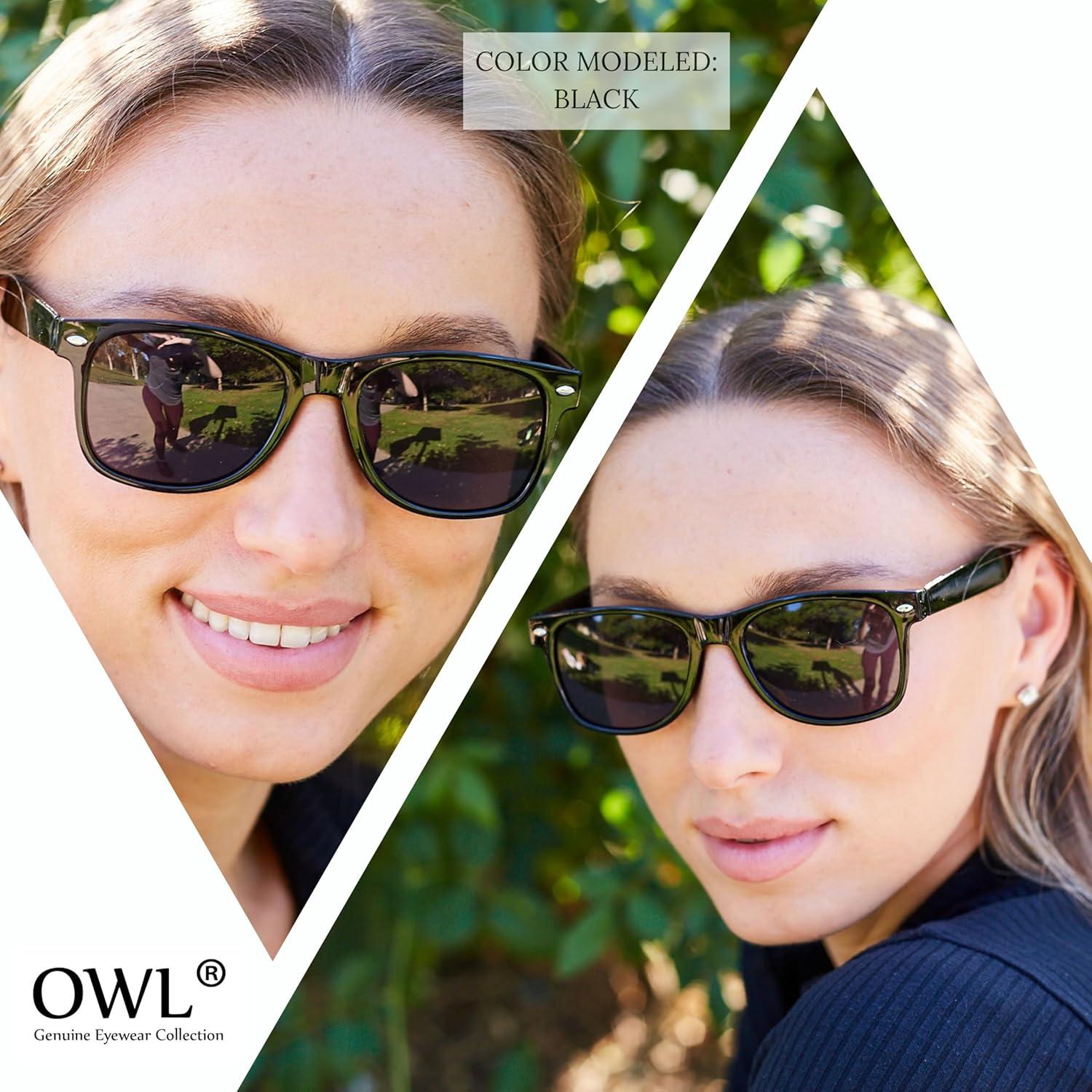 Gafas de Sol Retro Vintage OWL Unisex Marco Negro