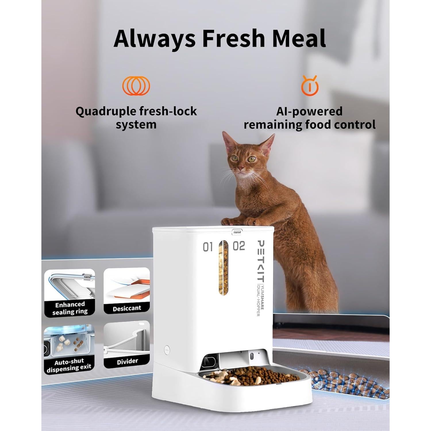 Comedero Automático PETKIT Yumshare Doble Tolva con Cámara HD