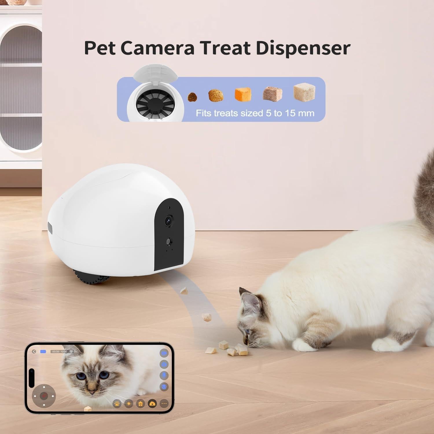 Cámara para Mascotas Pumpkii 1080P con Dispensador y Juguete