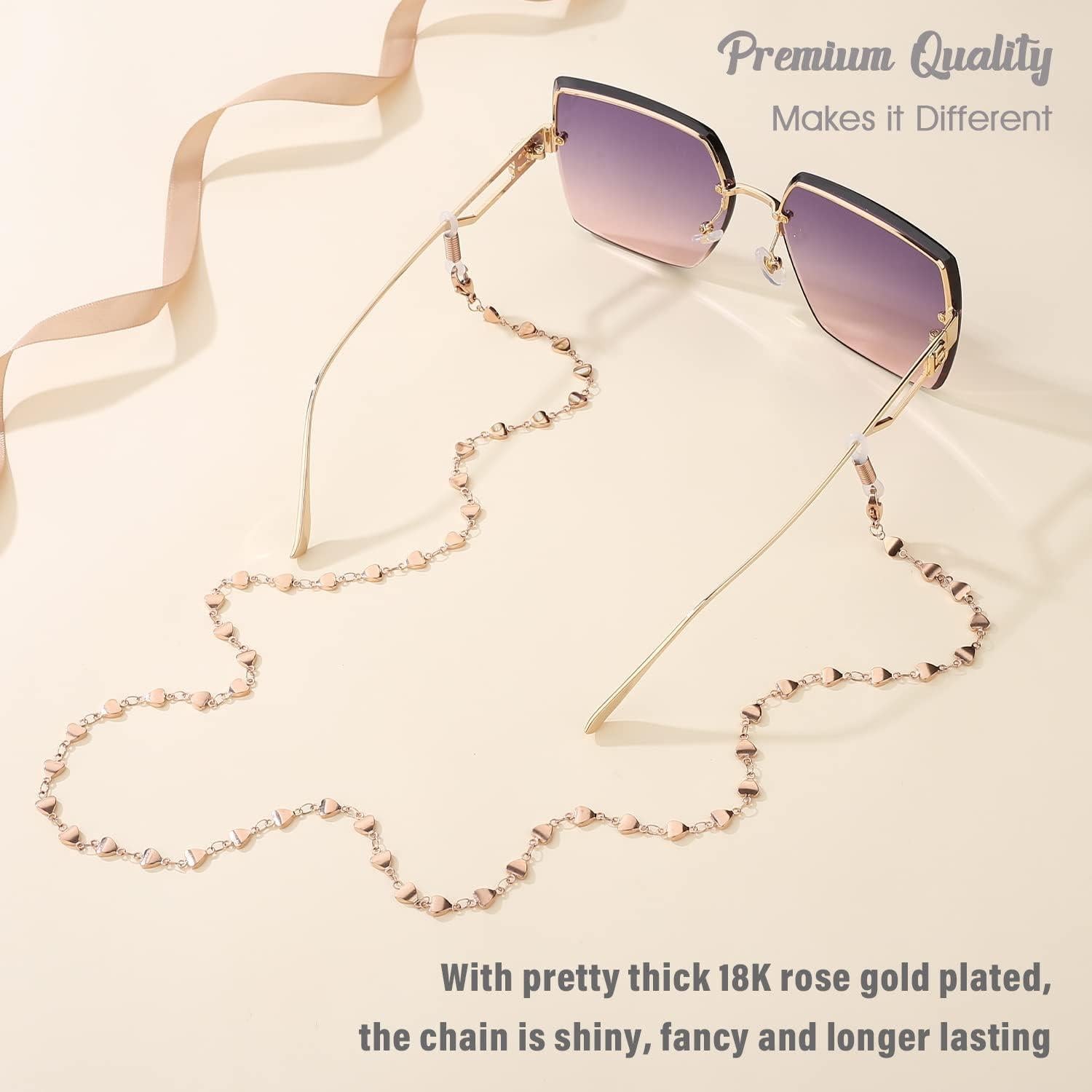 Cadena de Gafas SAM & LORI - Oro Rosado, Ajustable, 73.66 cm