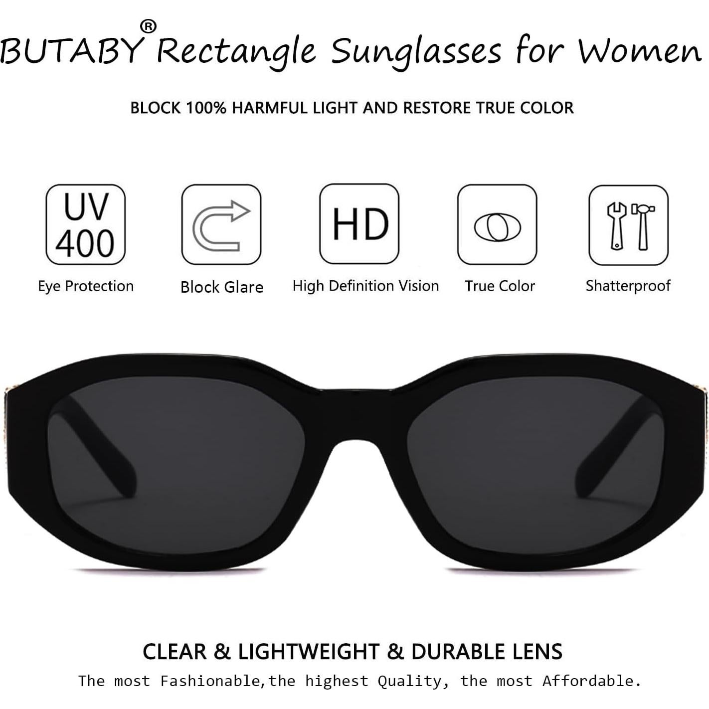 Gafas de sol rectangulares BUTABY UV400 para mujeres