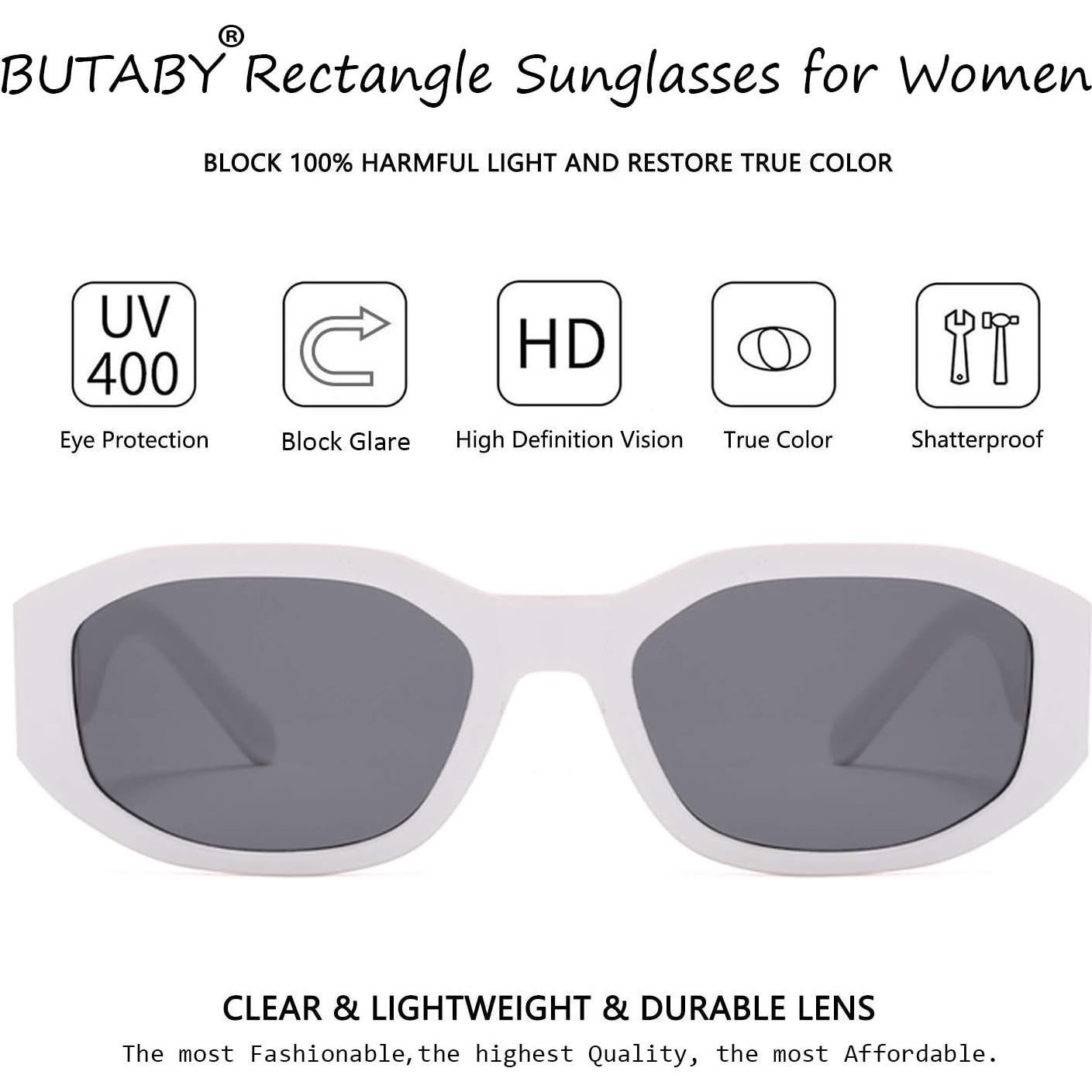 Gafas de sol BUTABY para mujer, retro UV400, marco blanco