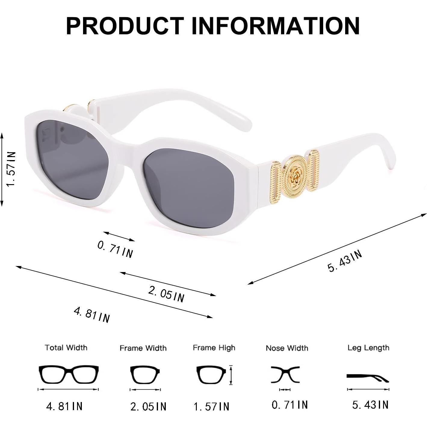 Gafas de sol BUTABY para mujer, retro UV400, marco blanco