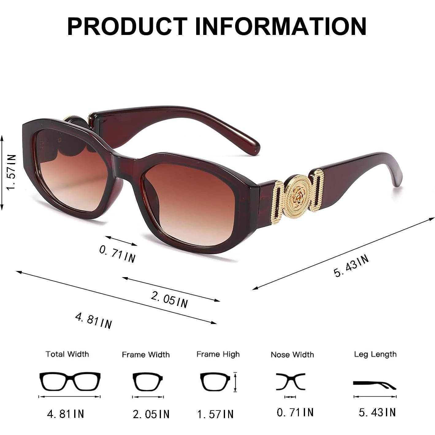 Gafas de sol rectangulares BUTABY UV400 para mujeres