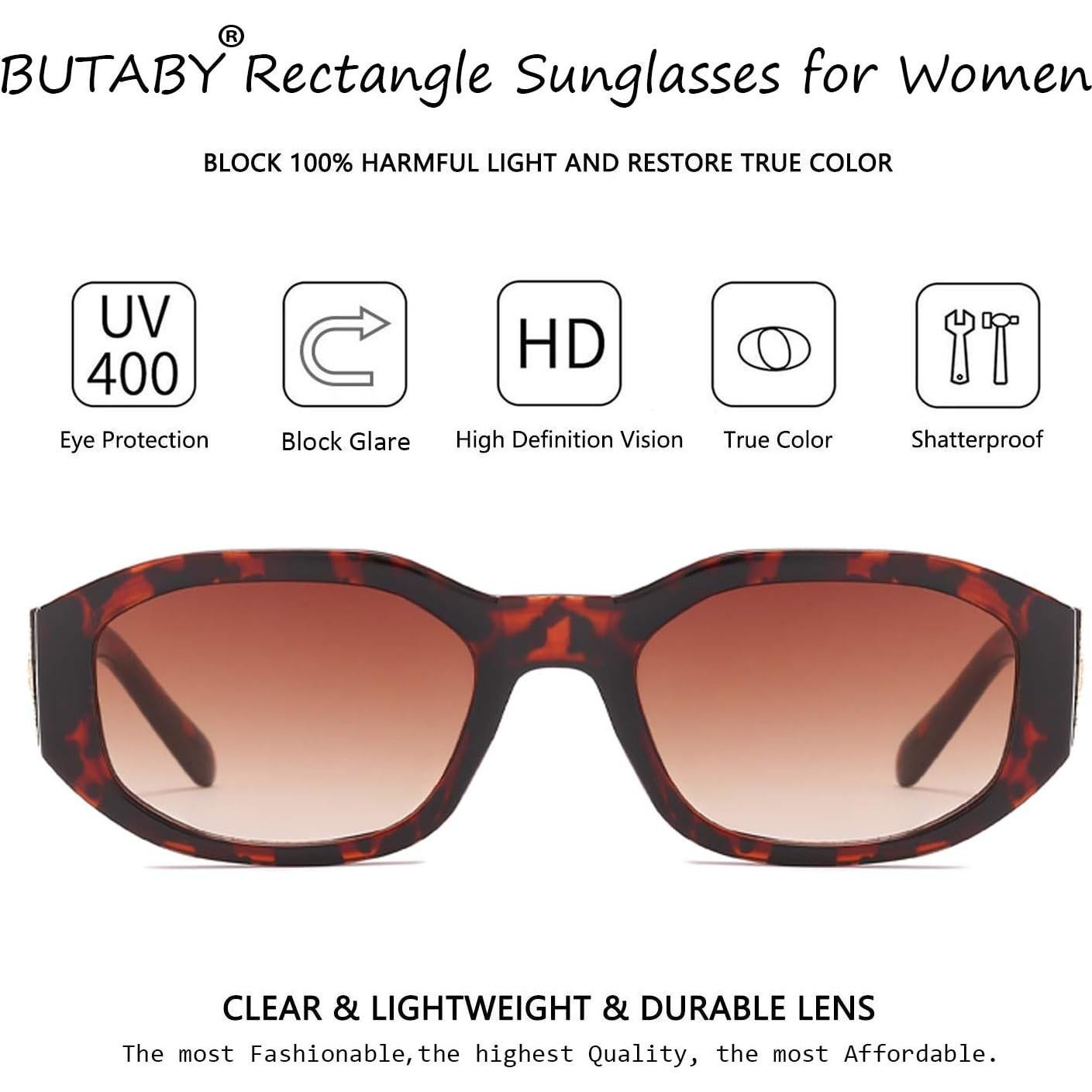 Gafas de Sol Rectangulares BUTABY UV400 Moda Vintage