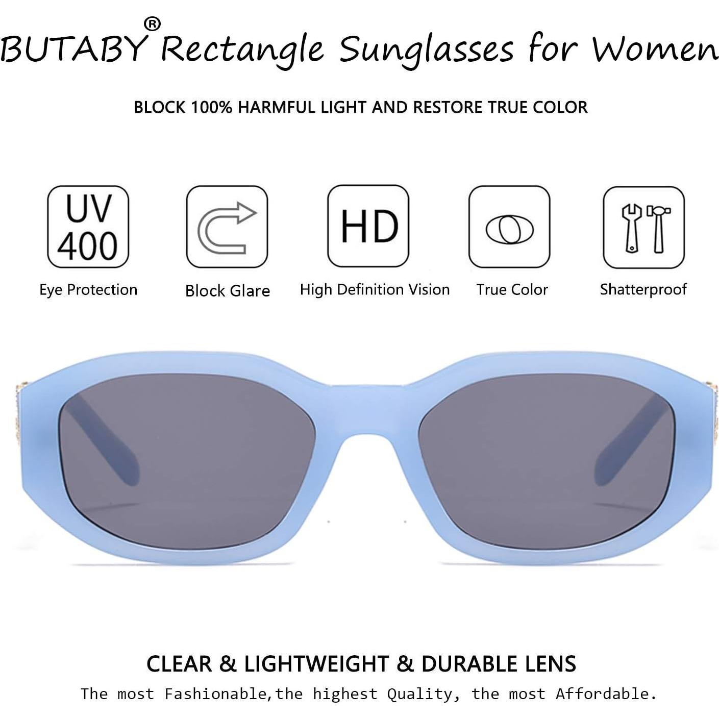 Gafas de sol rectangulares BUTABY UV400 para mujeres