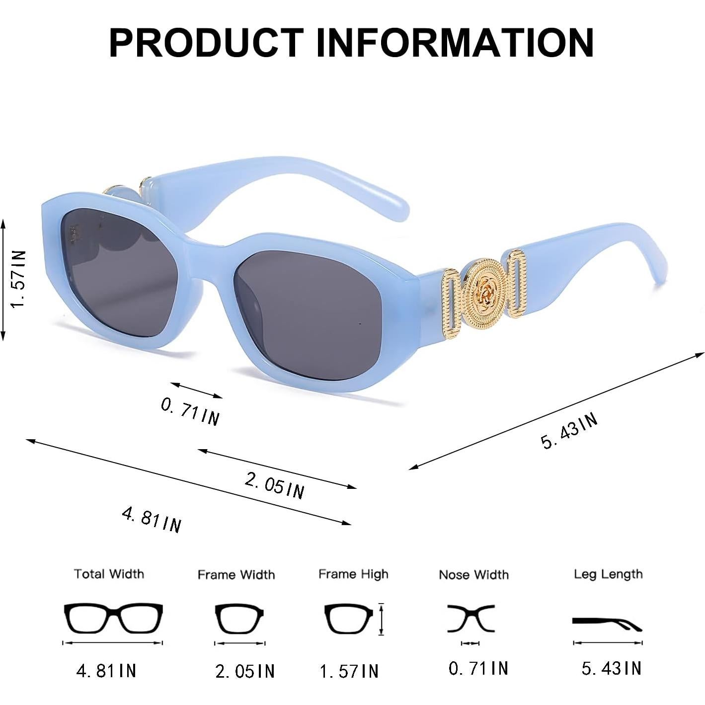 Gafas de sol rectangulares BUTABY UV400 para mujeres