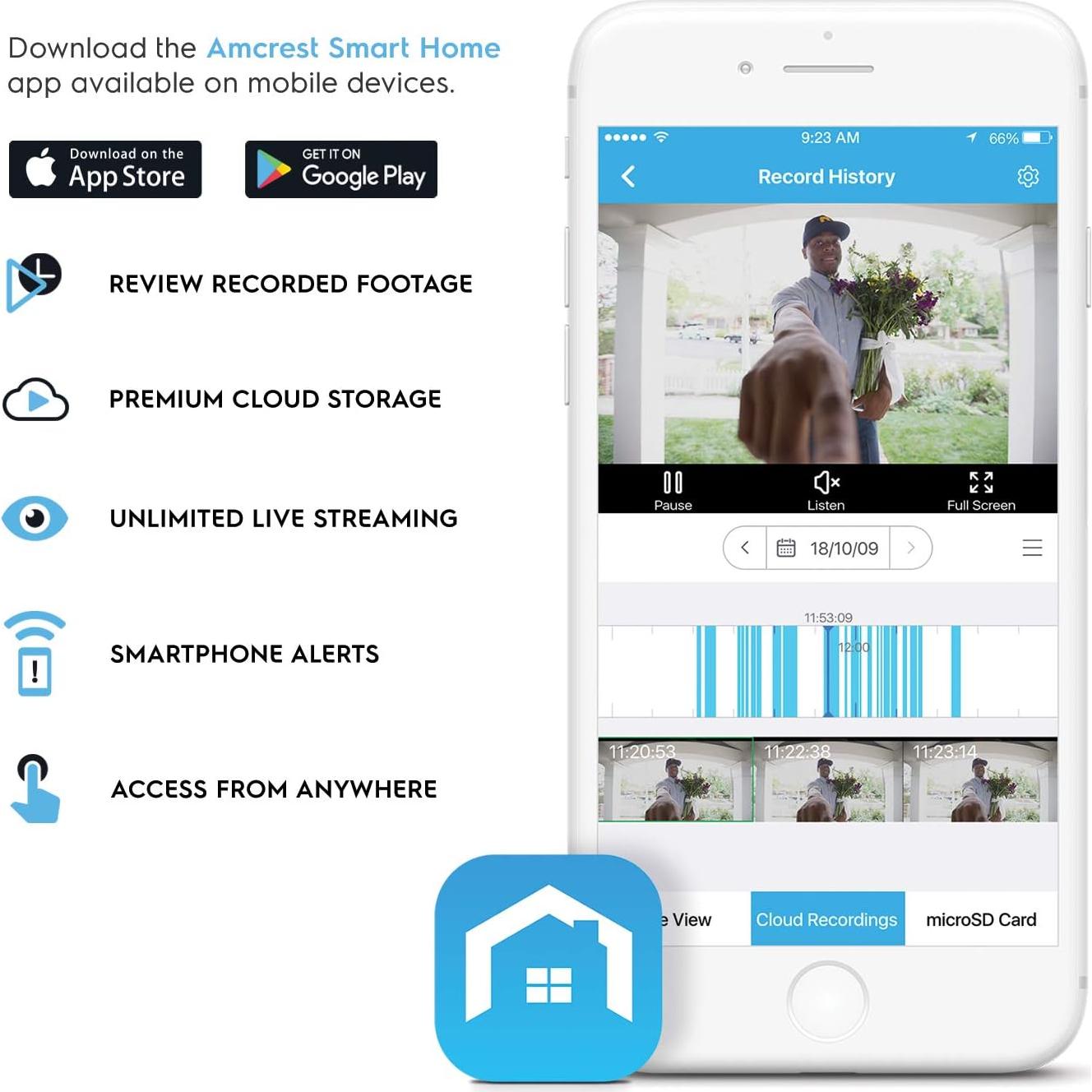 Cámara de Timbre de Video Amcrest AD110-SH 1080P WiFi Exterior