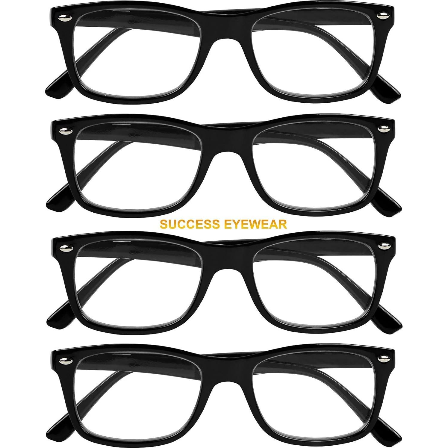 Conjunto de 4 Gafas de Lectura Success Eyewear 1.75x Negras