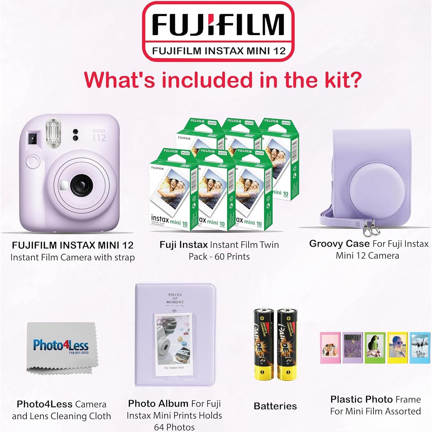 Cámara Instantánea Fujifilm Instax Mini 12 + 60 Hojas + Accesorios