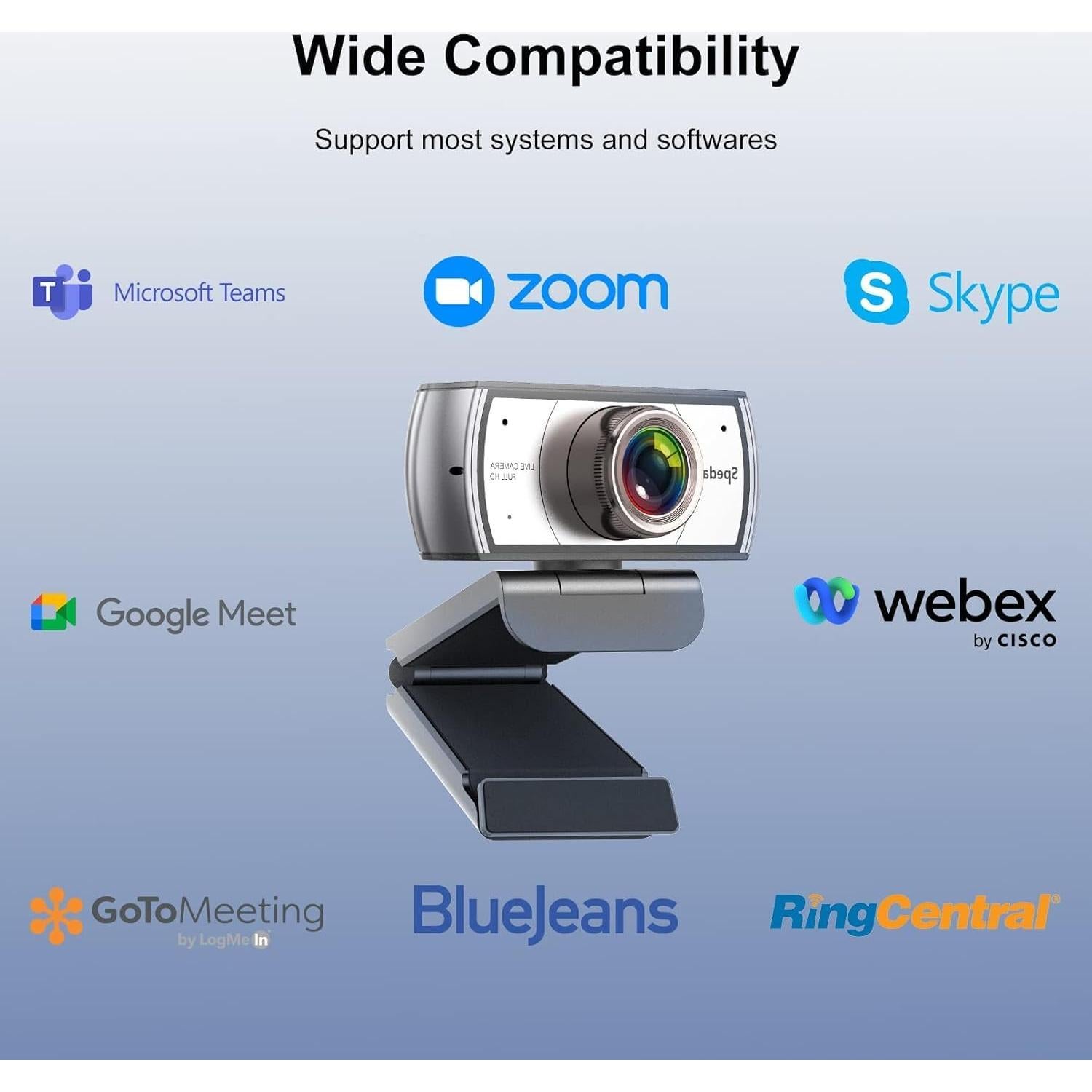 Wide Angle Webcam,120 Degree Large View Spedal 920 Pro Video Conference Camera, Full HD 1080P Live Streaming Web Cam with Built-in Microphone, USB Webcam for Mac, PC, Laptop and Desktop