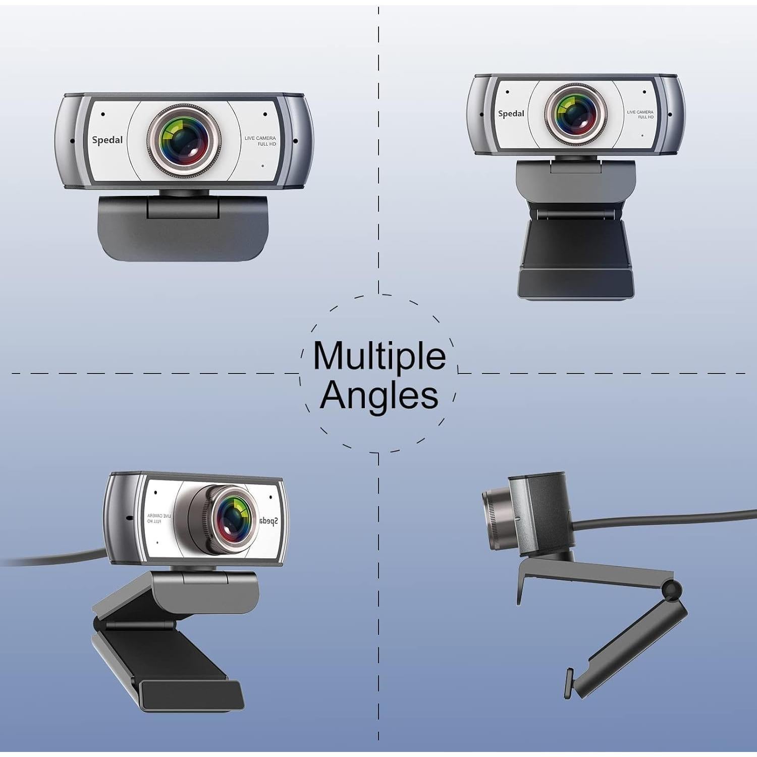 Wide Angle Webcam,120 Degree Large View Spedal 920 Pro Video Conference Camera, Full HD 1080P Live Streaming Web Cam with Built-in Microphone, USB Webcam for Mac, PC, Laptop and Desktop